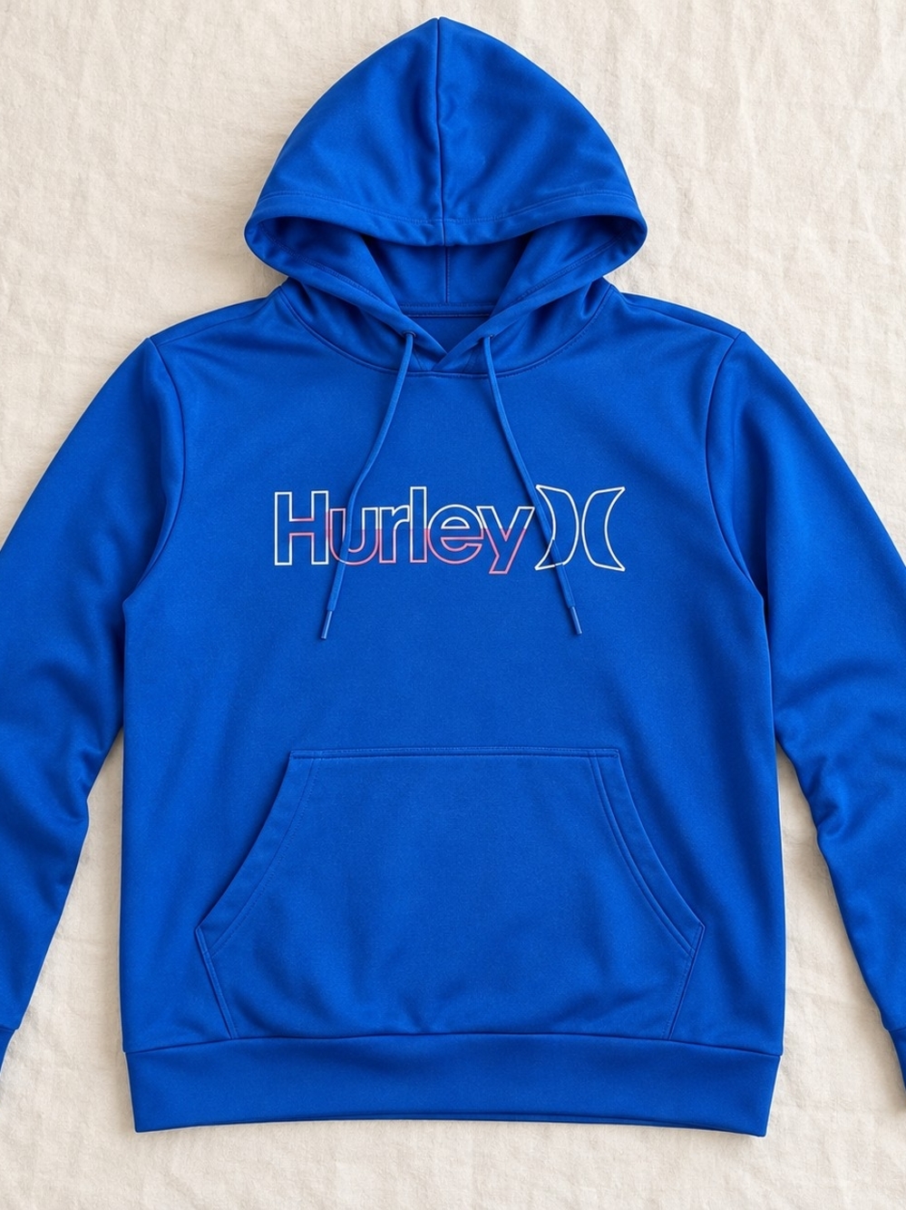 #1333 Hurley Hoodie Mens Large Blue Logo Pullover Exist Bootcamp Crossover